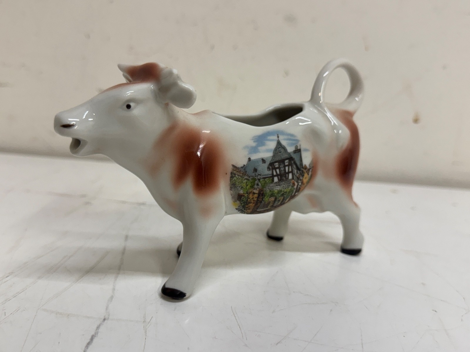  Vintage German Porcelain Cow Creamer Drosselgasse Rüdesheim Souvenir 6\