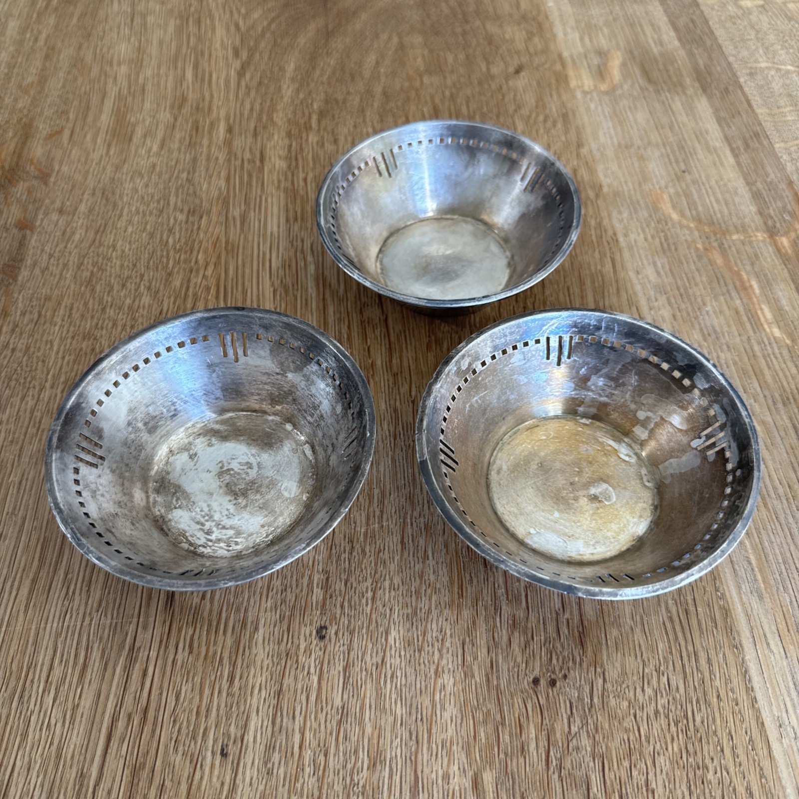Universal Silver Set Of 3 Union Pacific Railroad Streamliner Finger Bowls Silver