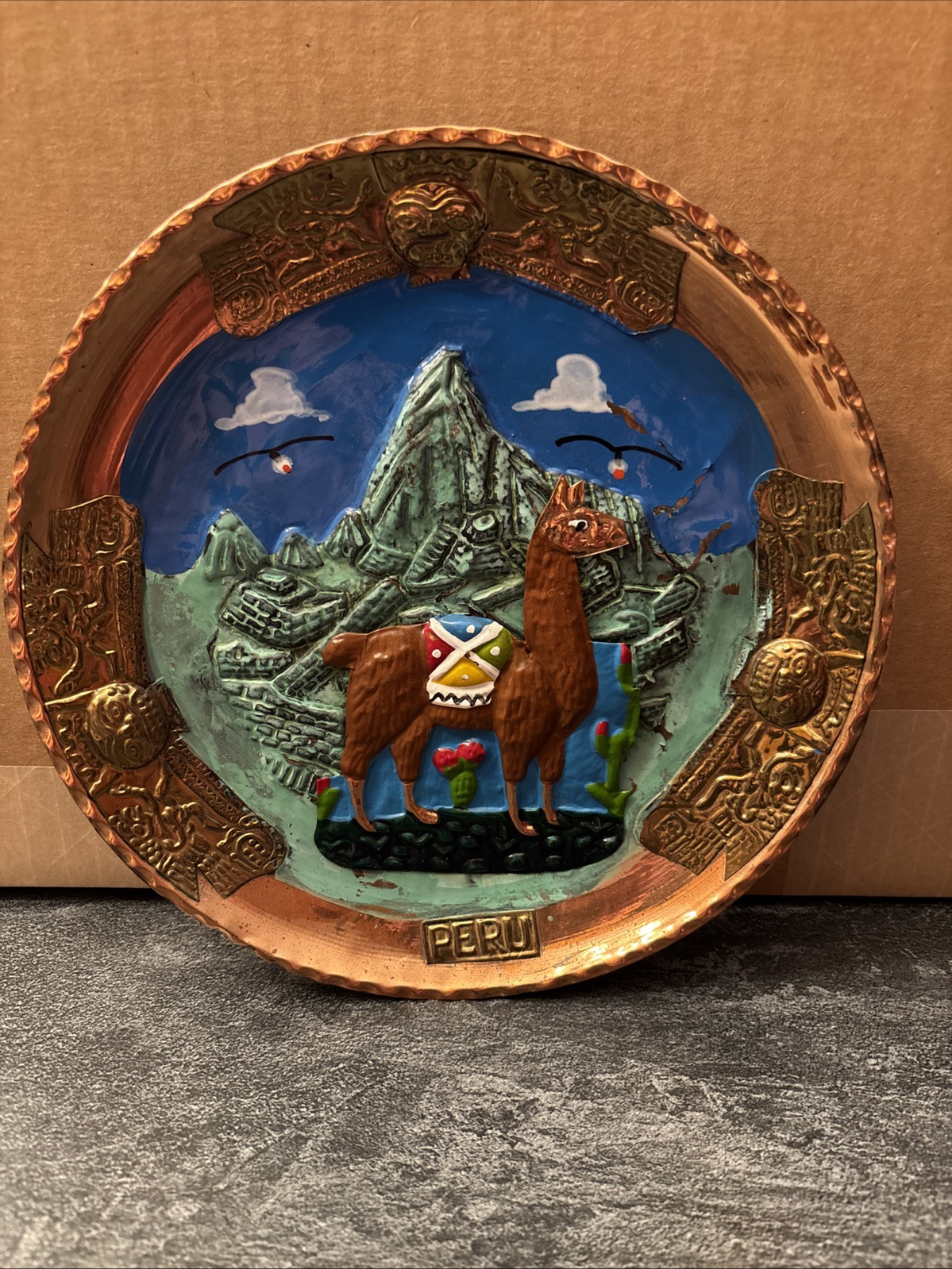Vintage Beautiful Copper Hand Crafted Peru Camel Wall Plate Art 9.25” Unique #JJ