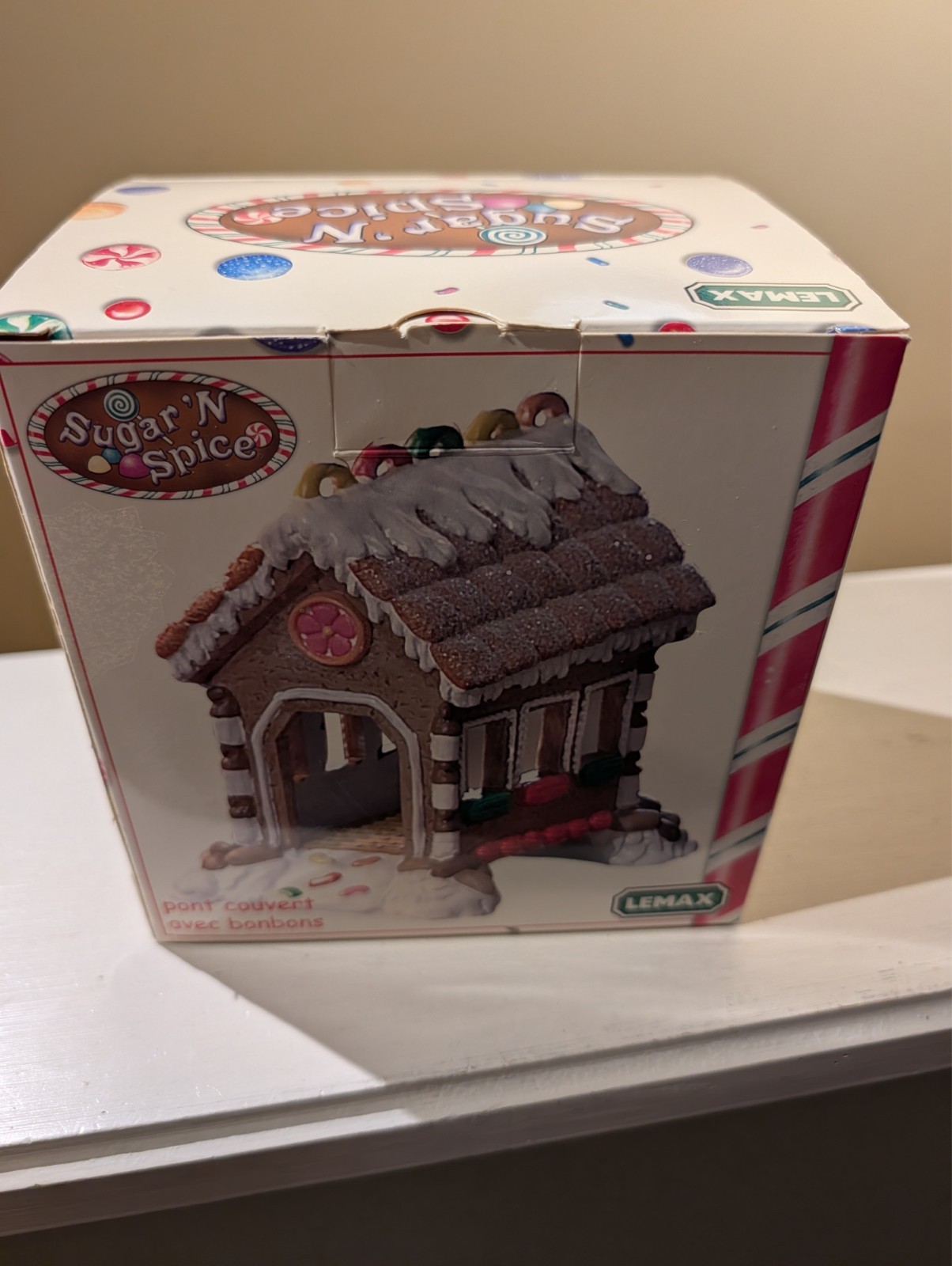 NICE Vtg Lemax Sugar \'N Spice Ceramic Candy Covered Bridge Gingerbread