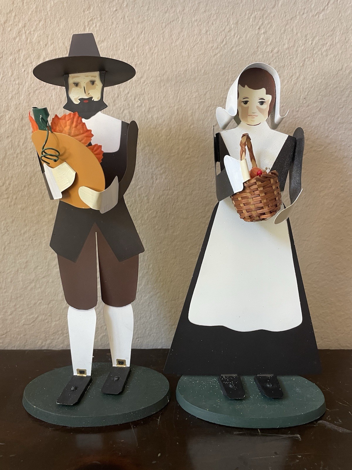 Edna Oar Young SET of Folk Art PILGRIMS Vintage THANKSGIVING Shadowdancer Inc