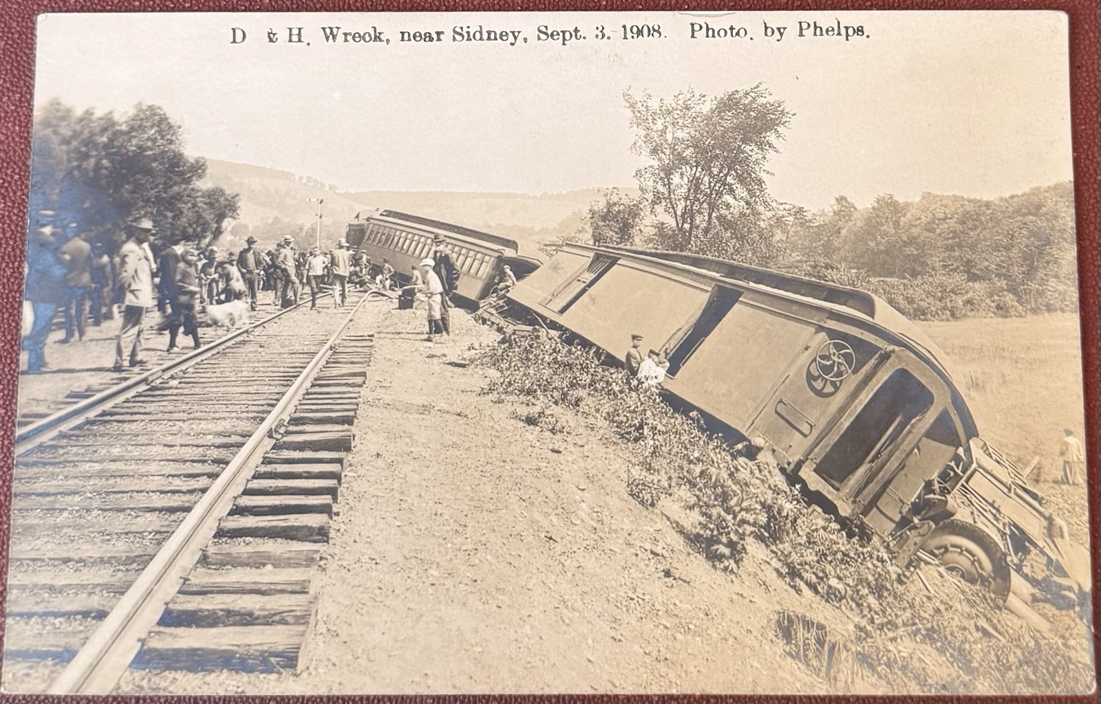 9-3-1908 Sidney NY, D. & H. Train, Phelps, Delaware County, RPPC Photo Postcard