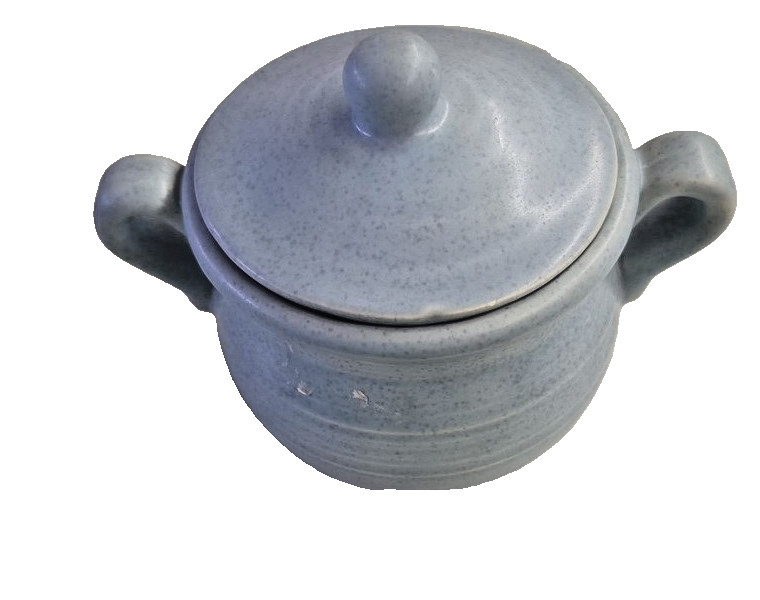 Vintage Blue Speckled Stoneware Sugar Bowl with Lid Vintage Blue Speckled Stoneware Sugar Bowl with Lid
