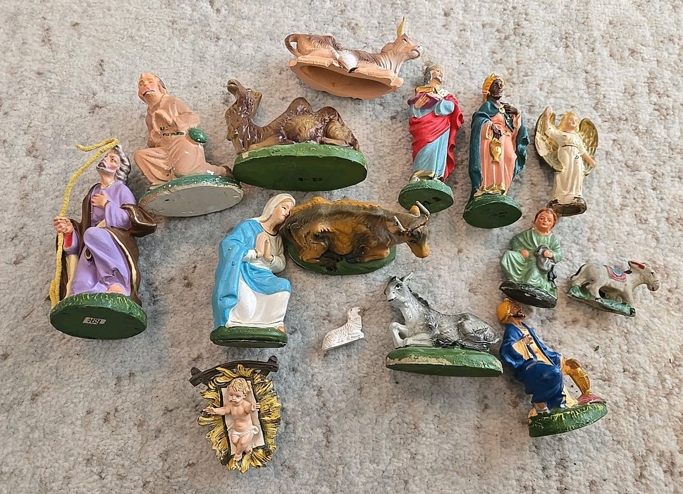 Vintage Nativity Set Piece Hand Painted Paper Mache Compos Creche Christmas Old