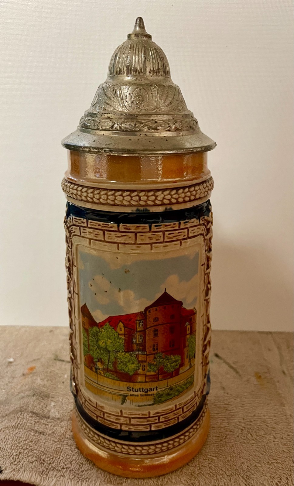 Vintage Gerz Beer Stein with Pewter Lid West Germany about 9 1/4\