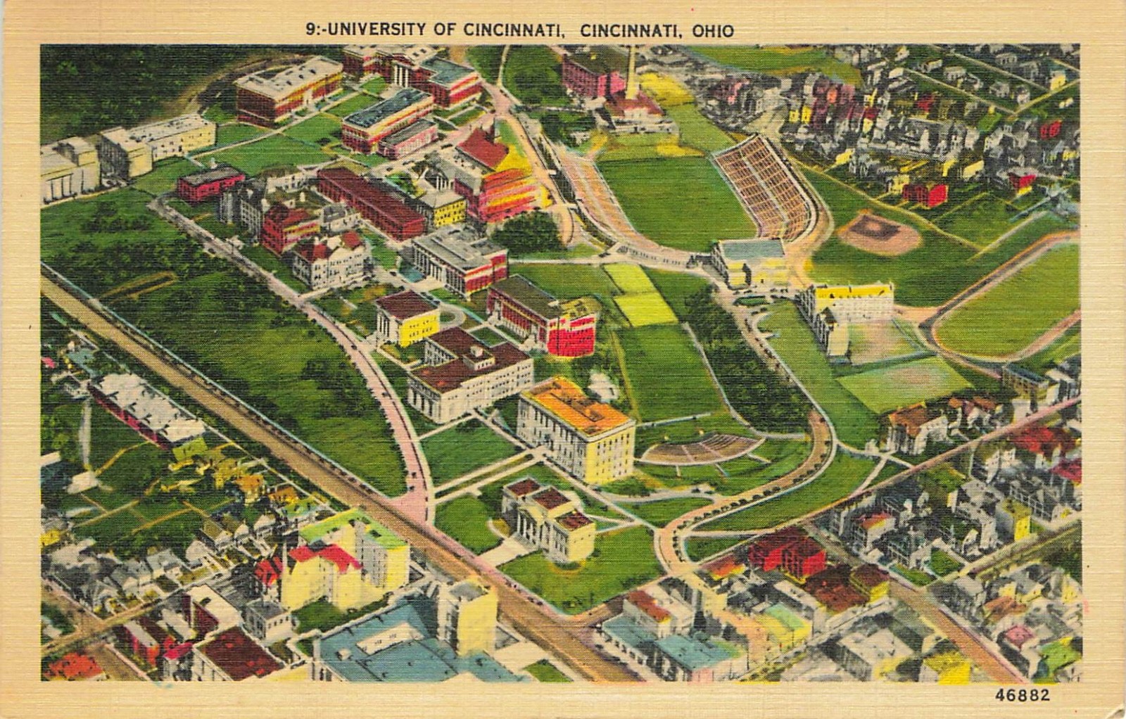 Vintage Ohio OH Postcard Aerial View Campus University of Cincinnati Posted 1942 Vintage Ohio OH Postcard Aerial View Campus University of Cincinnati Posted 1942