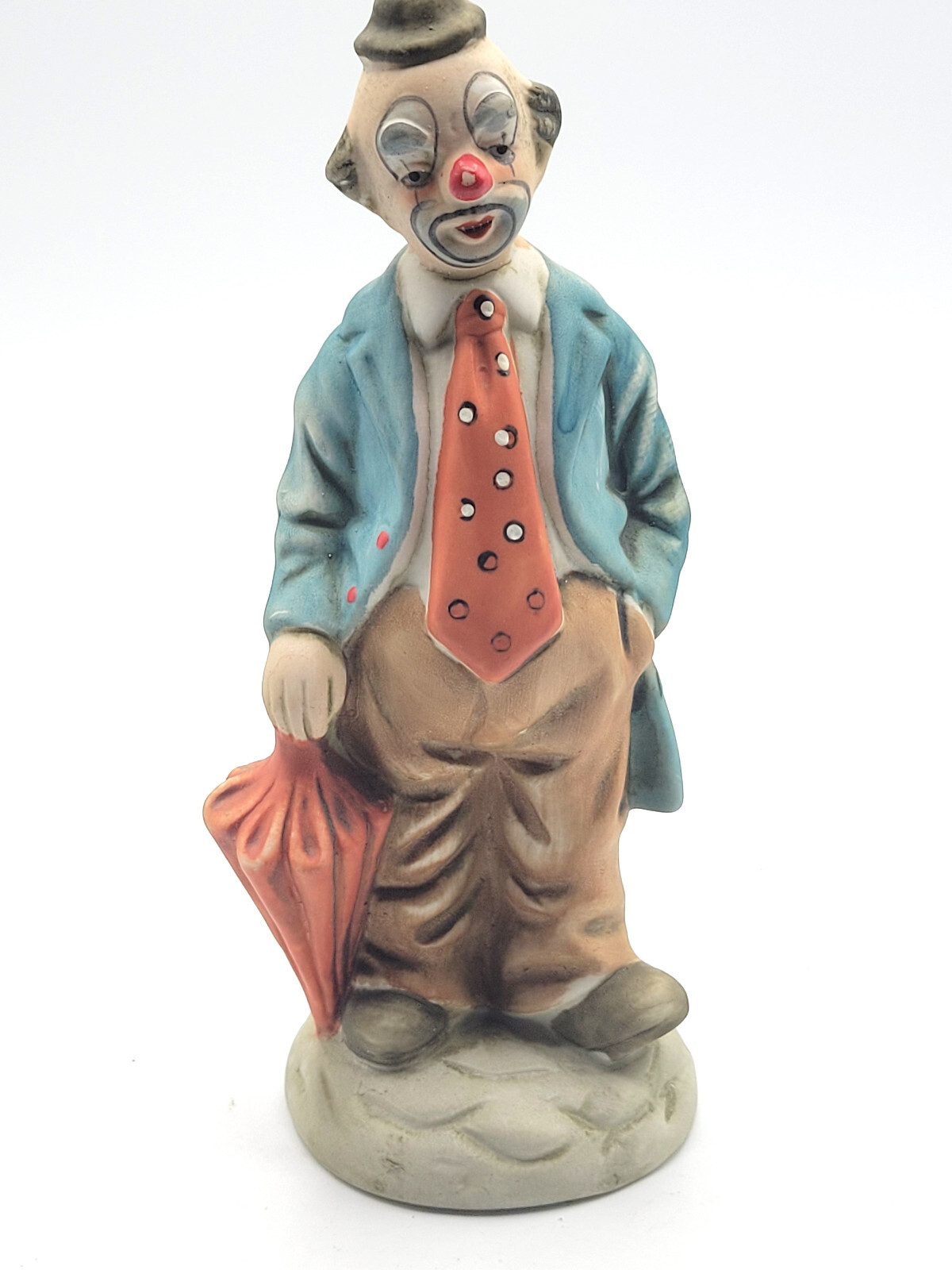 Hobo Clown with Umbrella Figurine Statue Porcelain UOGC 7.5
