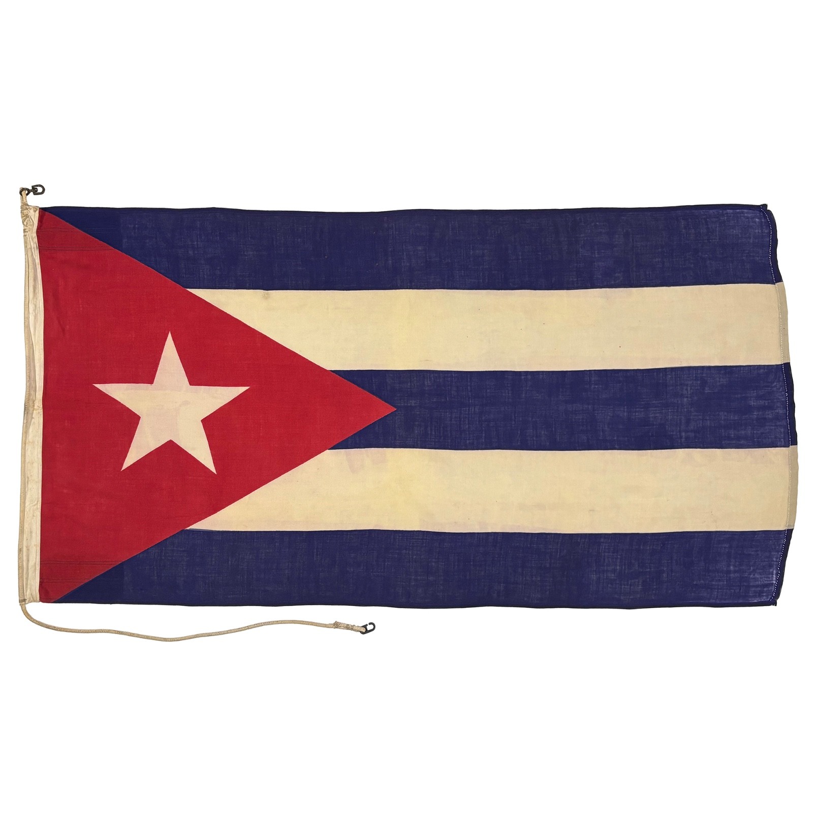 Vintage Wool Cuba Flag Old Cloth Nautical Cuban Textile Art Decor Distress
