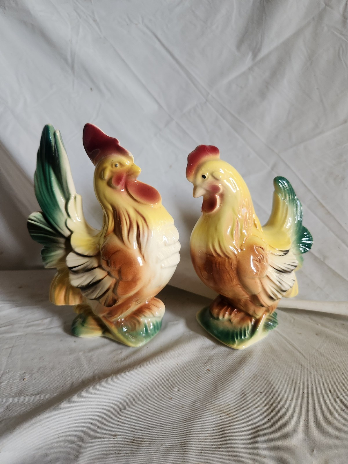 Vintage Ceramic Rooster and Hen Figurine Set MCM Mid Century Chicken Decor Vintage Ceramic Rooster and Hen Figurine Set MCM Mid Century Chicken Decor