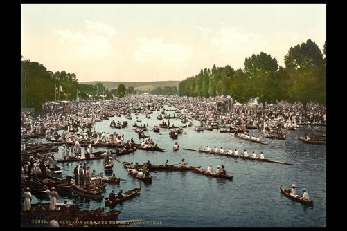 Henley-on-Thames England 1890s Henley Regatta River Rowing Boats Crowds