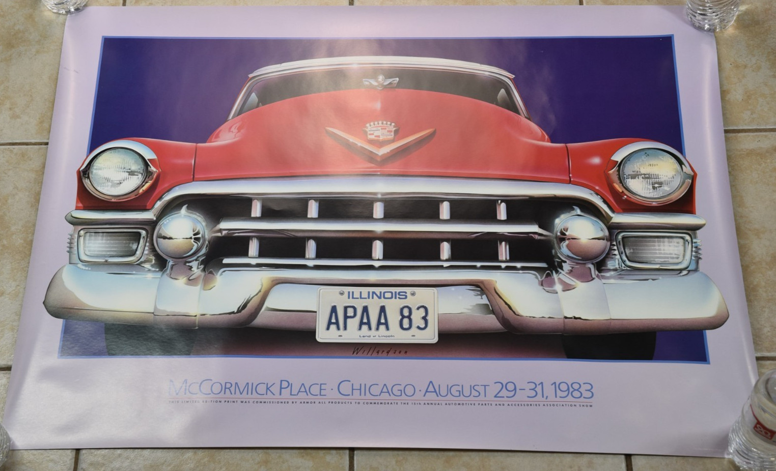 Vintage McCormick Place Chicago Willardson Art Poster Armor All 1983 Classic Car