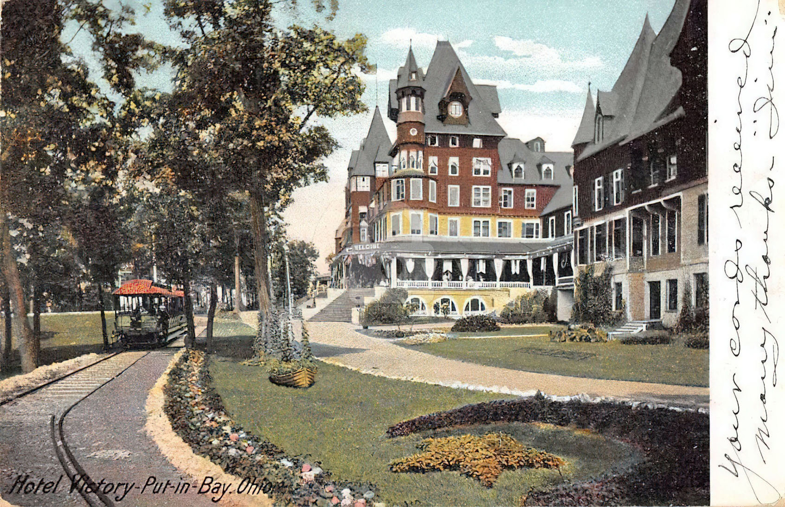 Put-In-Bay Ohio Hotel Victory and Trolley Postcard Copy Put-In-Bay Ohio Hotel Victory and Trolley Postcard Copy