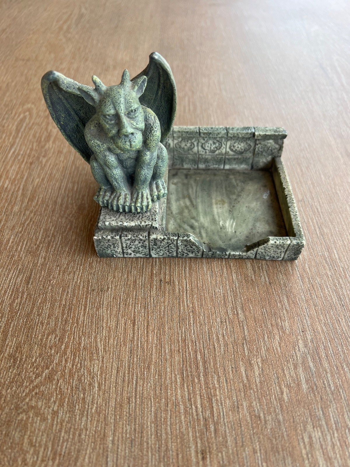 Vintage Gargoyle Post it Display Card Holder Paperweight Grotesque Gothic Green