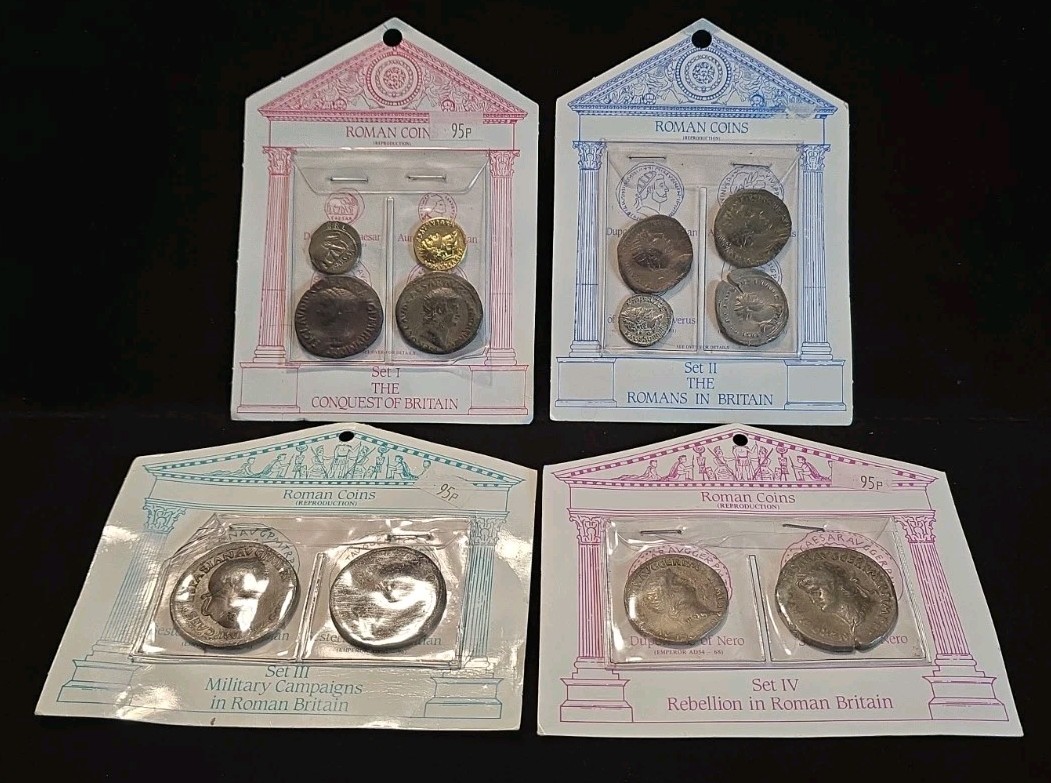 Reproduction Roman Coins, Sets 1 through 4, Coins in Roman Britain, 12 coins