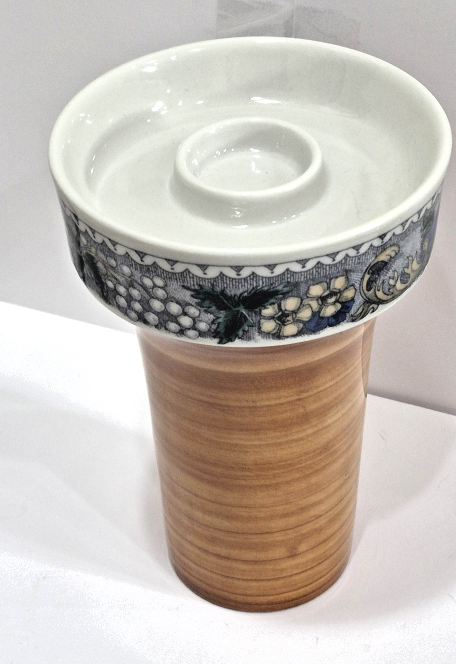 Vintage Goebel Burgund Candle Holder W. Germany Porcelain Floral MCM