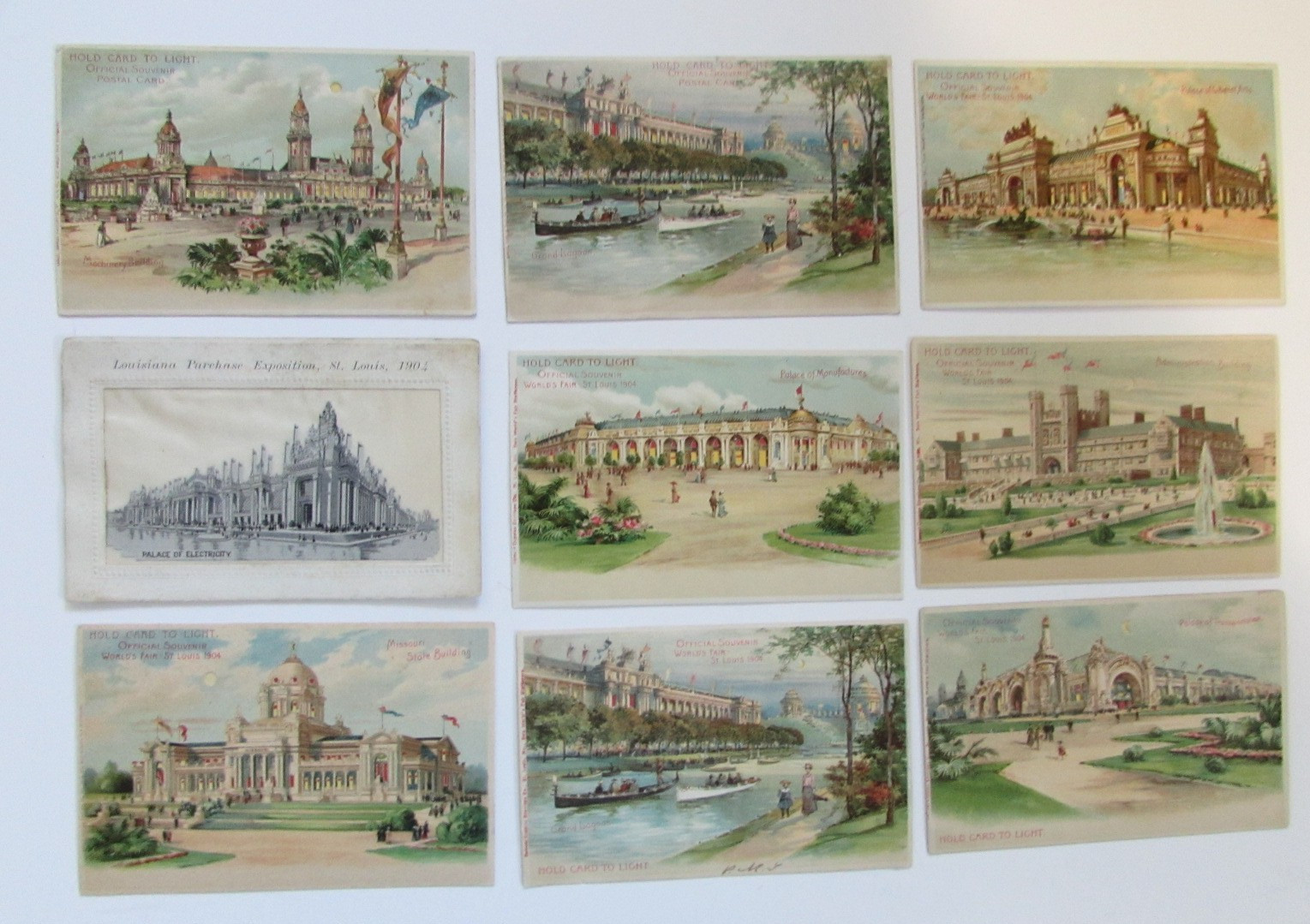 9 1904 St Louis Worlds Fair Postcards Palace Electricity HTL Manufactures etc