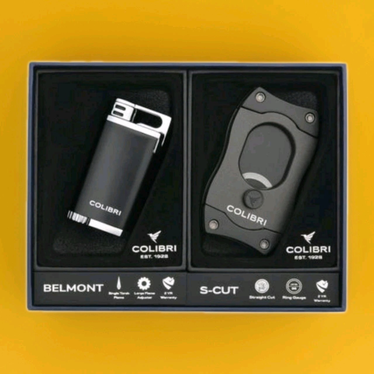 Brand New🍁Colibri Belmont | Jet Lighter and S-Cut Cigar Cutter | Gift Box Set