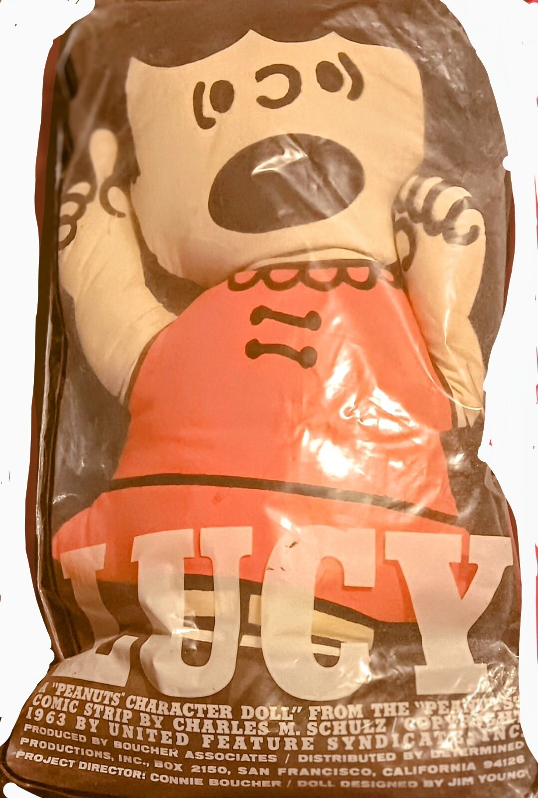  Vintage 1963 PEANUTS LUCY PILLOW with Unopened Original Bag