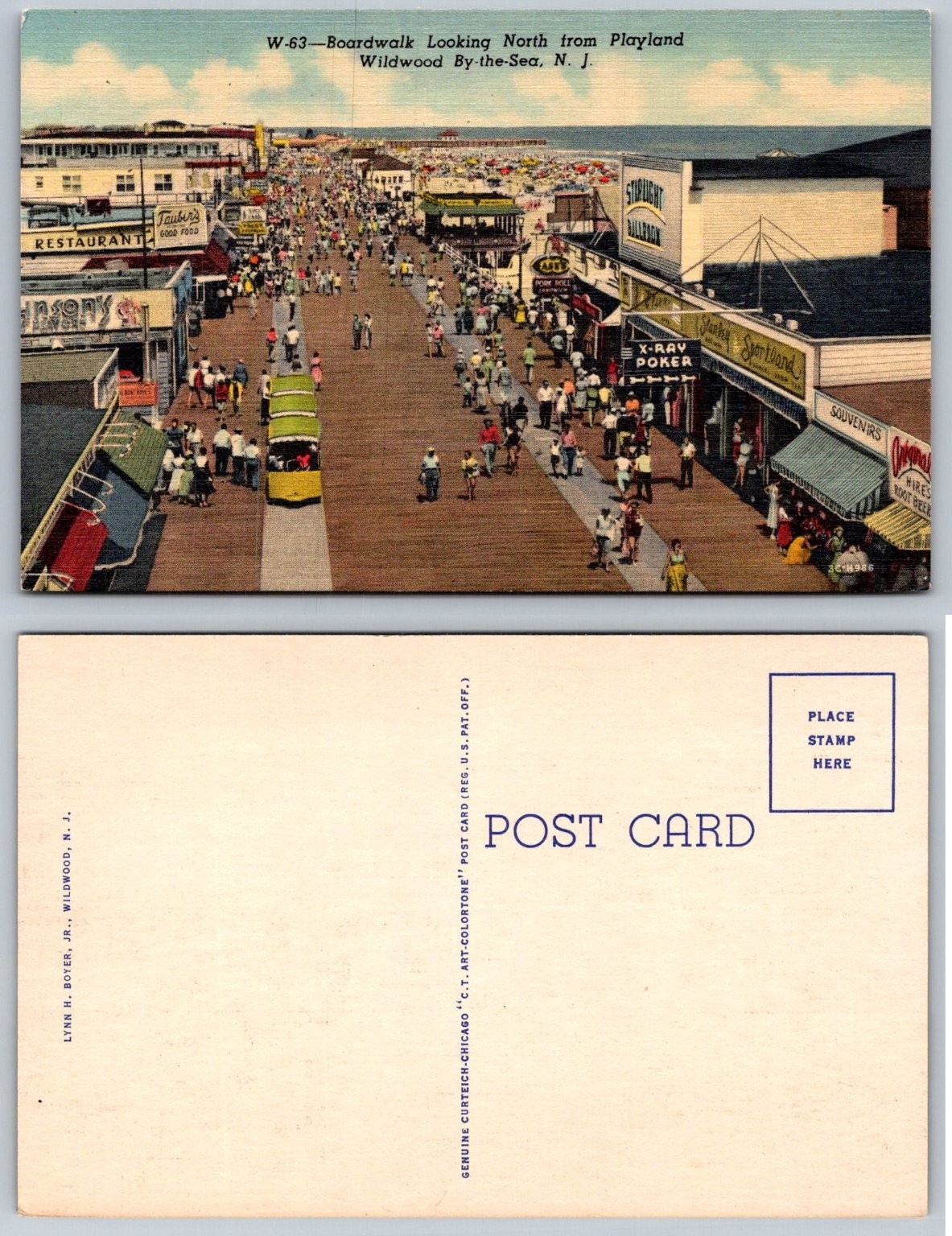 Wildwood NJ Boardwalk Playland C.T. Art-Colortone Postcard 1940s-50s Crowds Wildwood NJ Boardwalk Playland C.T. Art-Colortone Postcard 1940s-50s Crowds
