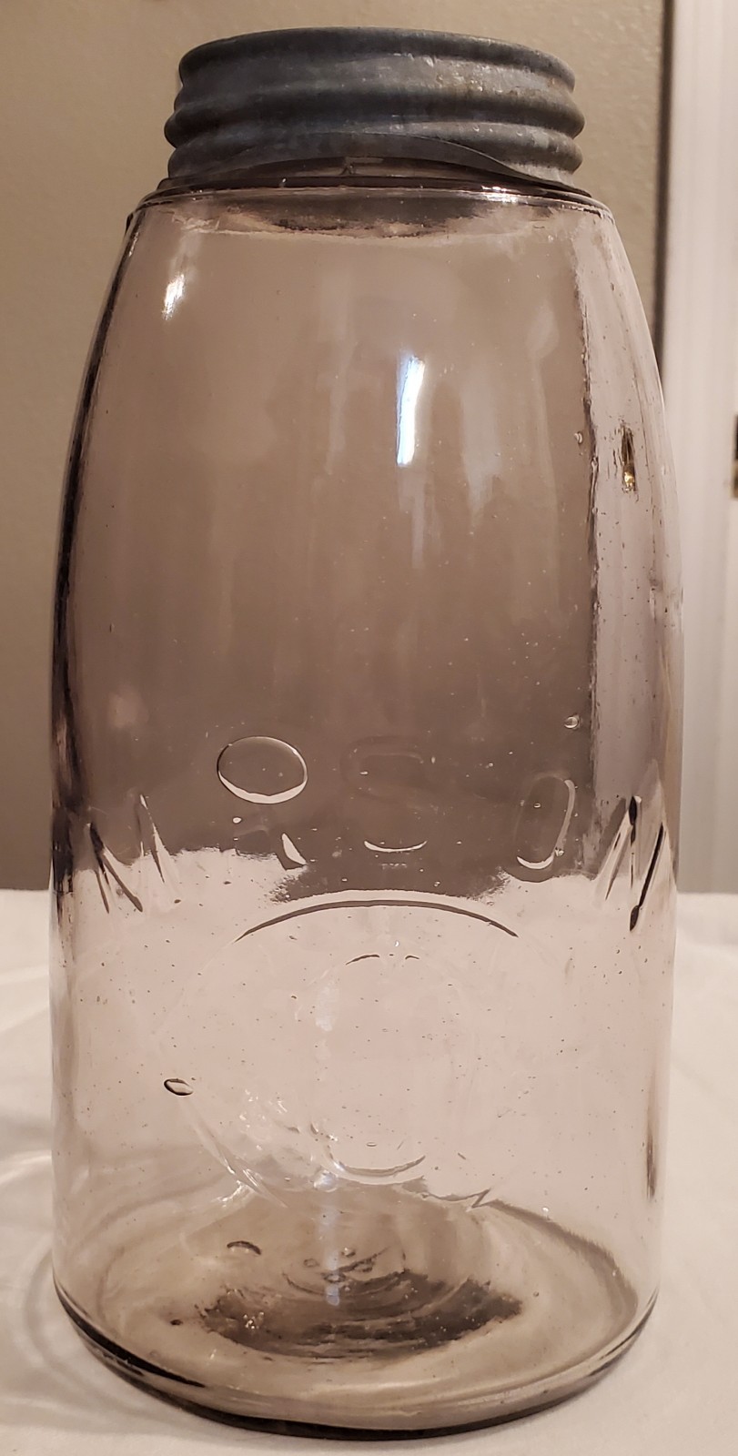 Antique MASON Jar RARE Intertwined Monogram ERROR Mold Transition \