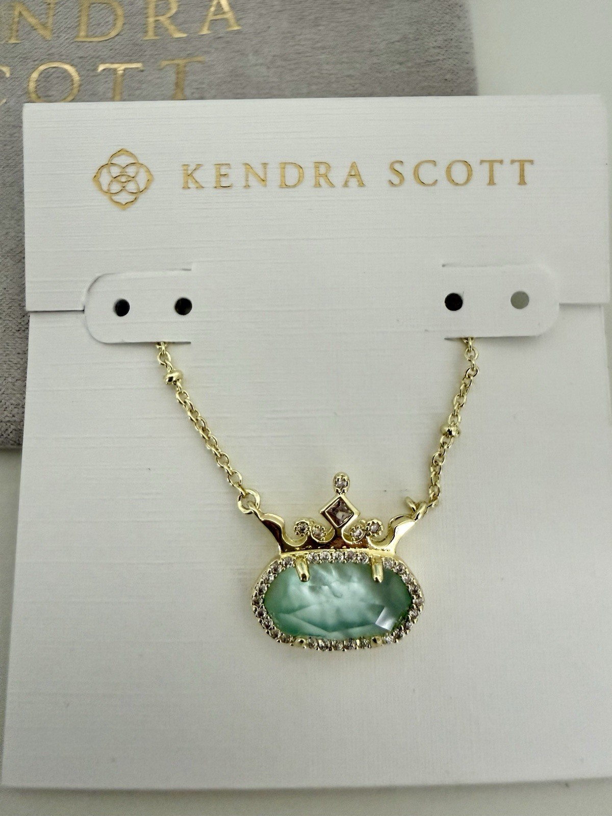 Disney| Kendra Scott Elisa Light Green  Princess Crown Necklace - Visionary