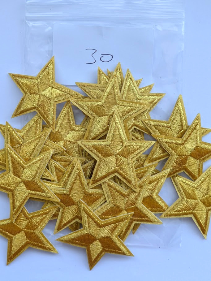 30x Gold Star Iron / Sew on Patch Applique Job Lot / Bulk Buy