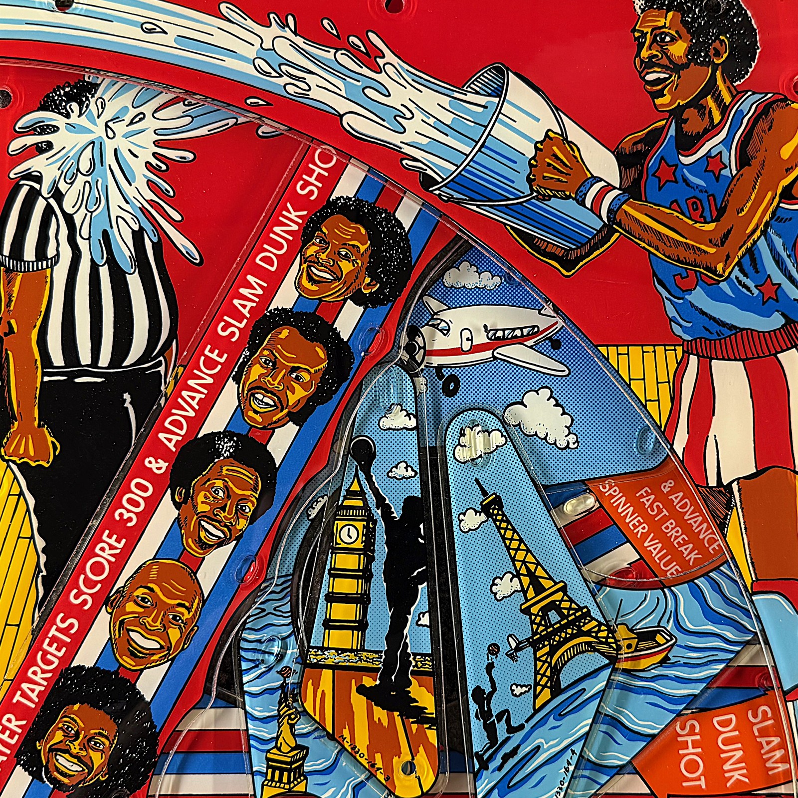 Bally Harlem Globetrotters Pinball Machine Playfield Plastic Set NOS