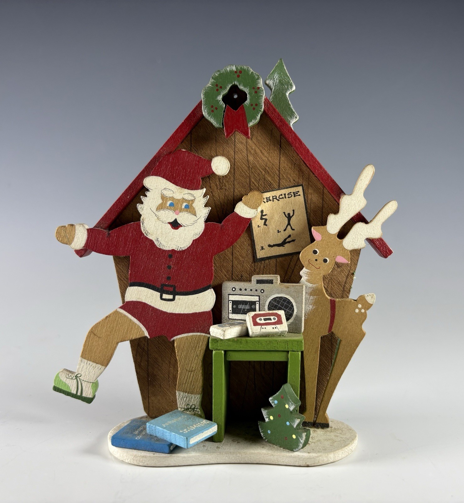 Vintage Emgee Hawaii Ornament Santa Exercising Working Out Reindeer RARE 1983 Vintage Emgee Hawaii Ornament Santa Exercising Working Out Reindeer RARE 1983