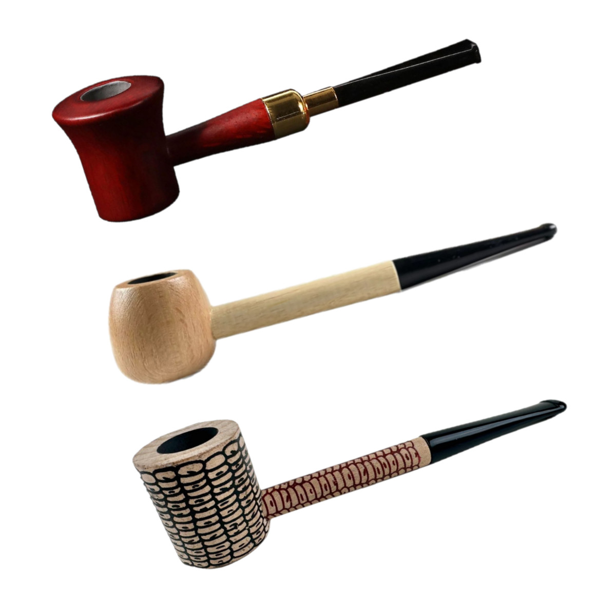 3 Durable Wooden Wood Smoking Pipe Tobacco Cigarettes Cigar Pipes Enchase Gift 3