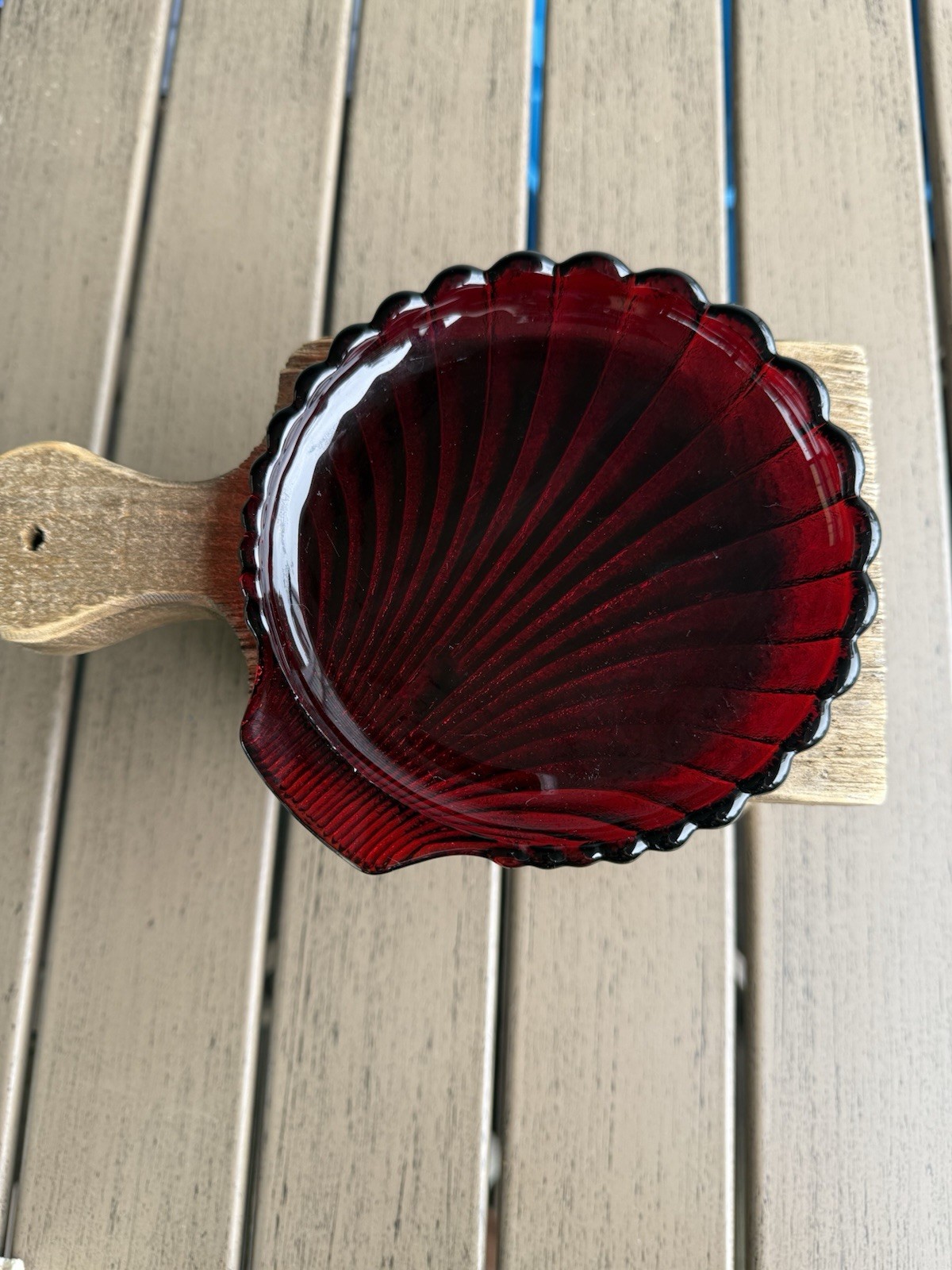 Vintage Anchor Hocking Royal Ruby Clamshell Dish Saucer 6\