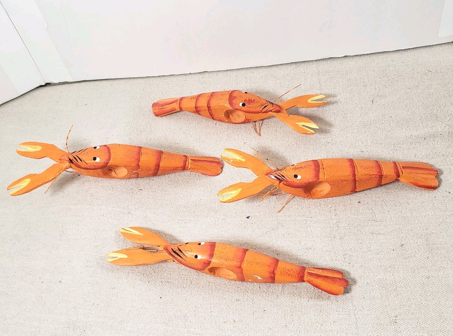 Danske Wood Napkin Rings Red Lobster Set Of 4 Seafood Nautical Handpainted_AG