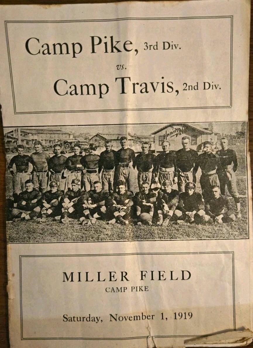 1919 Camp Pike vs Camp Travis Army Football Program WWI 3rd 2nd Division