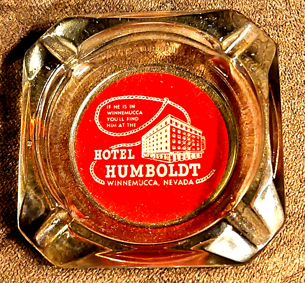 Hotel Humboldt, Winnemuca, Nevada  1960\'s Square Ashtray, Closed 1975 Ppd2U