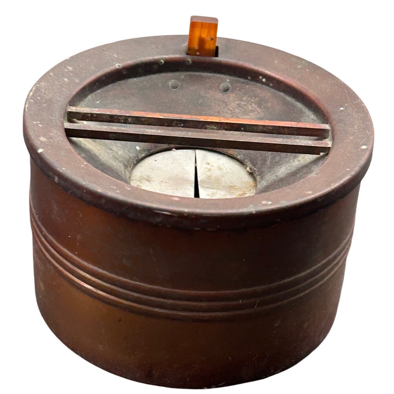 Vintage Duk It Solid Copper Silent Butler Ashtray Buffalo NY Art Deco Amber Tab