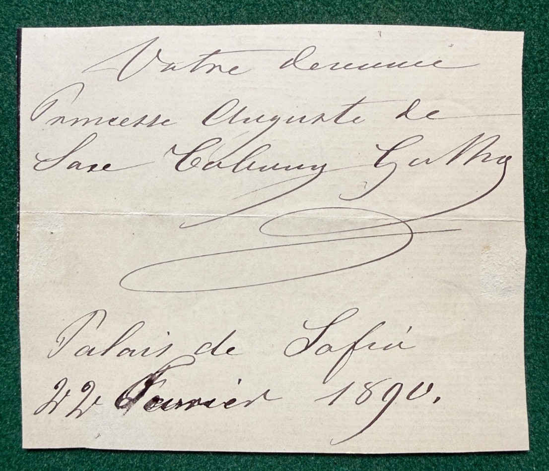 Antique Autograph Princess Auguste Saxe Coburg Gotha Sofia Bulgaria Tsar Orleans