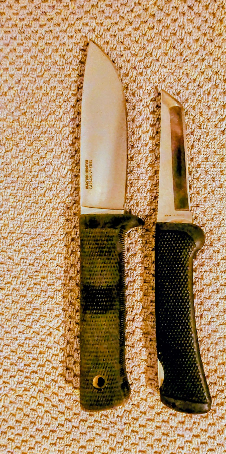 Two Vintage Cold Steel Vintage Knives, Sheaths.