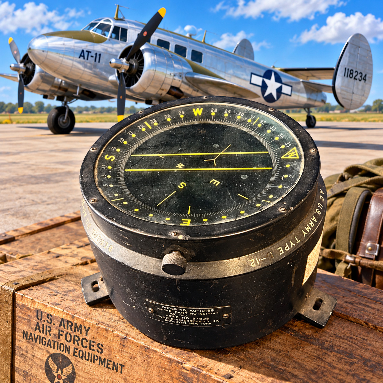USAAF COMPASS AS REMOVED FROM an AT-11 AIRCRAFT