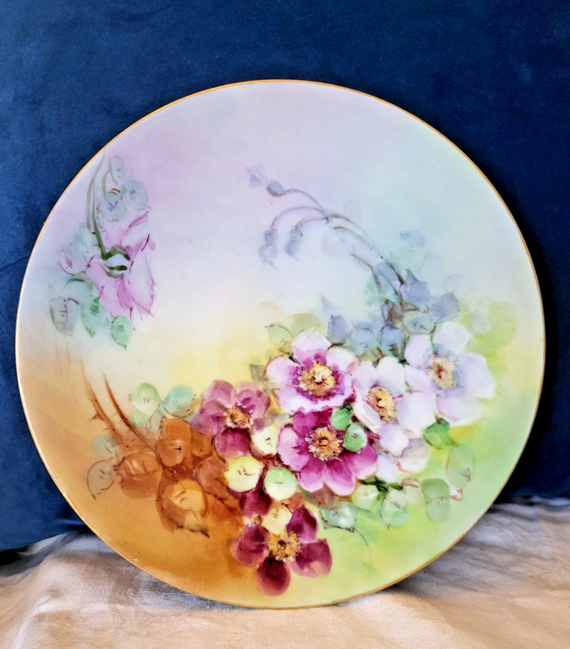JPL Jean Pouyat Limoges handpainted porcelain plate floral 8\ JPL Jean Pouyat Limoges handpainted porcelain plate floral 8\