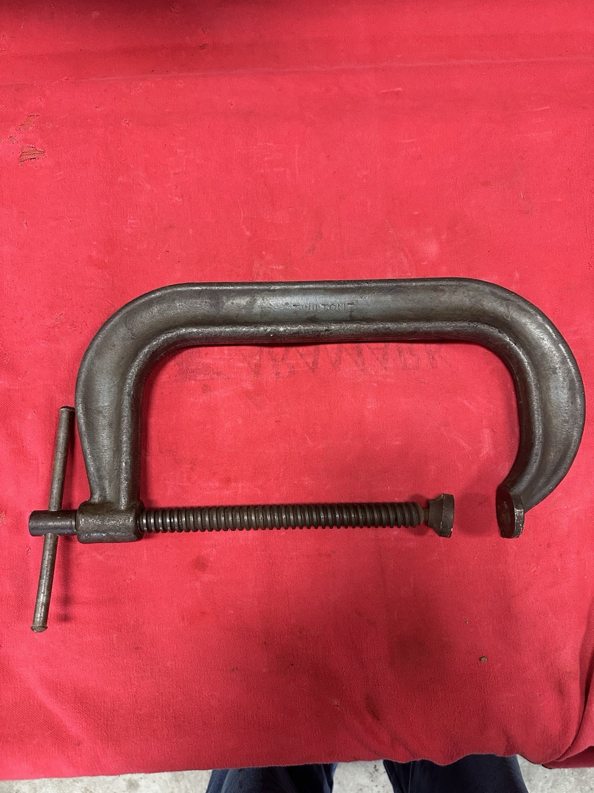 HUGE VINTAGE WILTON 10” C CLAMP #410 MADE IN USA WEIGHS NEARLY 10 POUNDS USA