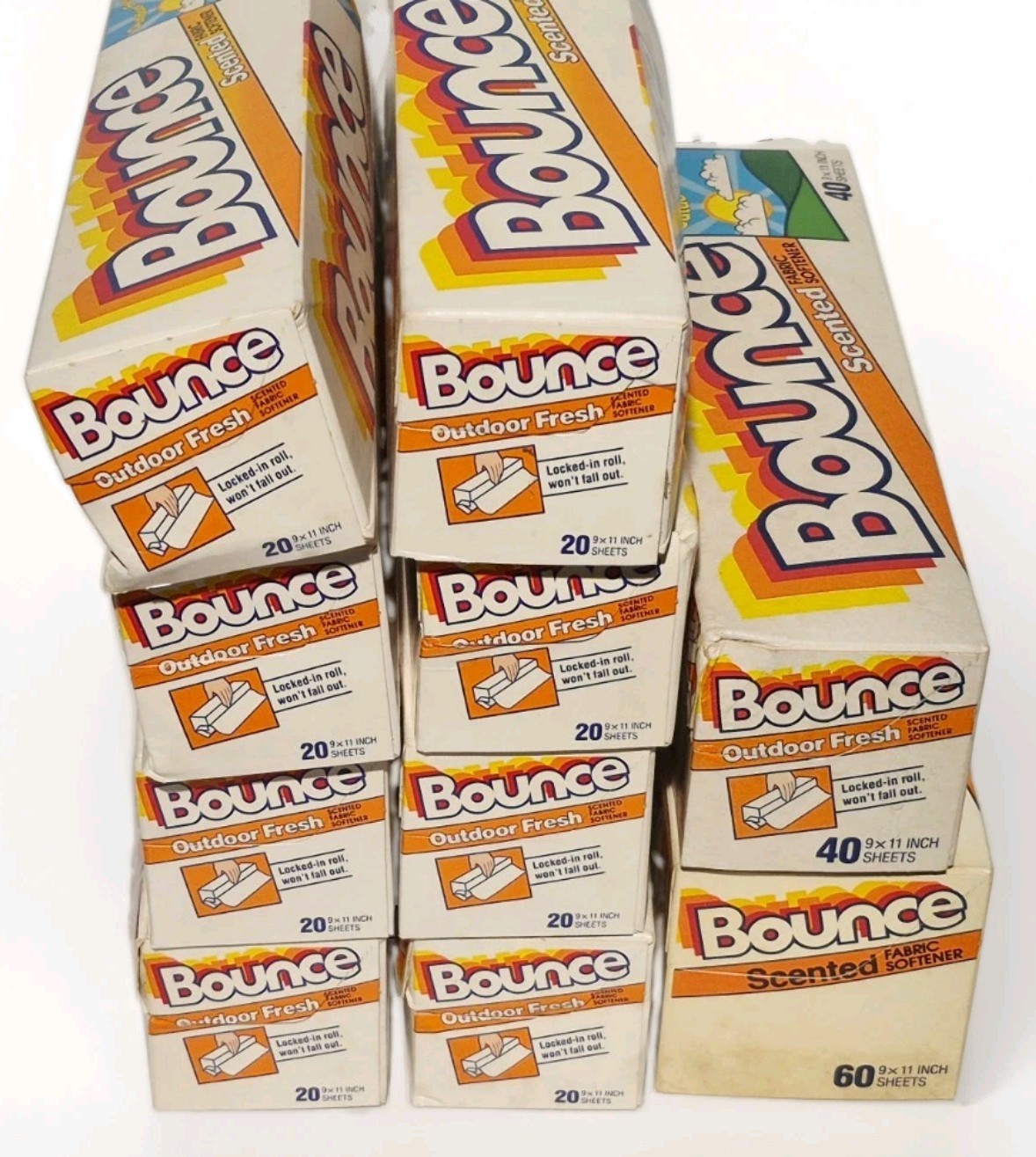 HUGE LOT OF 10 NEW BOXES BOUNCE DRYER SHEETS VTG 80'S ~ TOTAL OF 260 SHEETS