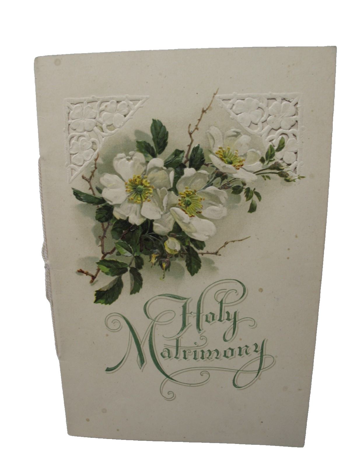 Antique c1900 Catholic Wedding Souvenir Stakalta Chillicothe OH Embossed Floral Antique c1900 Catholic Wedding Souvenir Stakalta Chillicothe OH Embossed Floral