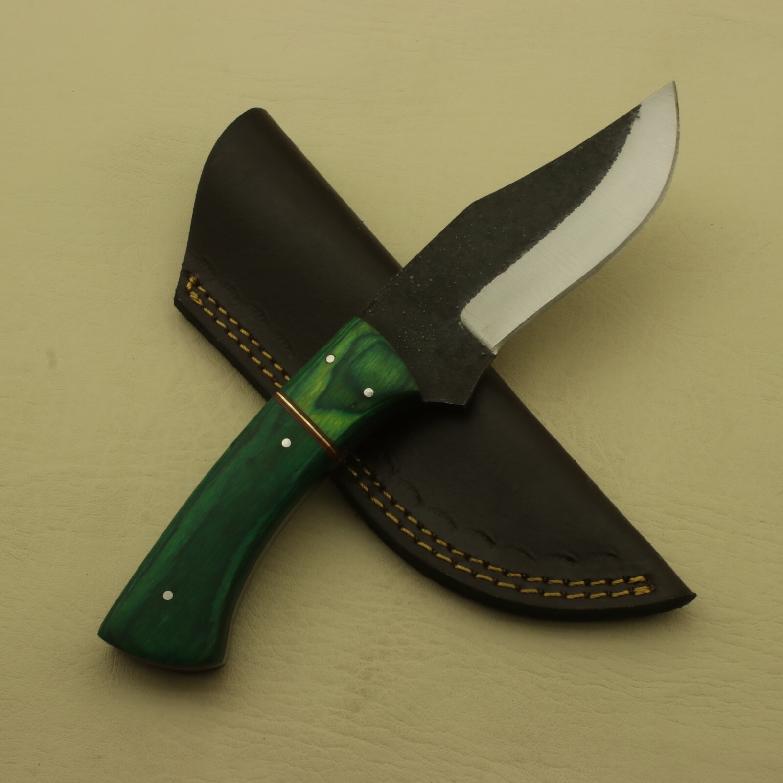 Custom Hand Forged Carbon Steel Hunting Skinning  Knife Wood Handle With Sheath
