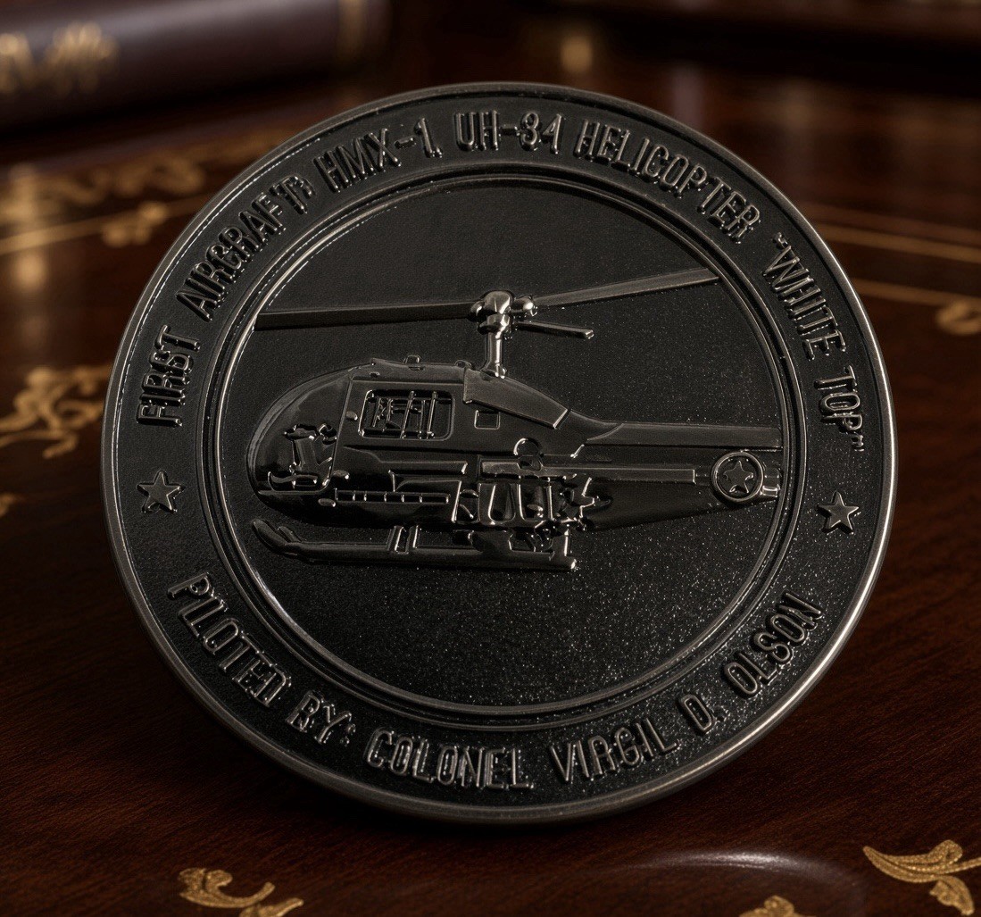 US Marine Helicopter Squadron One HMX-1 Challenge Coin Eisenhower Sep 7 1957