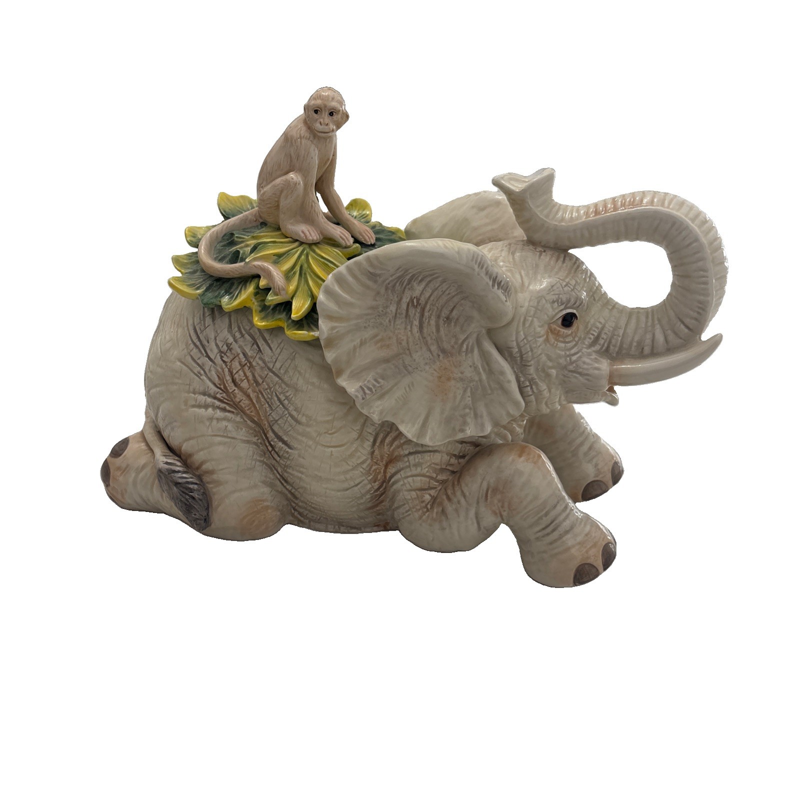 Vintage 1970\'s Fitz & Floyd Cape Town Elephant & Monkey Cookie Jar