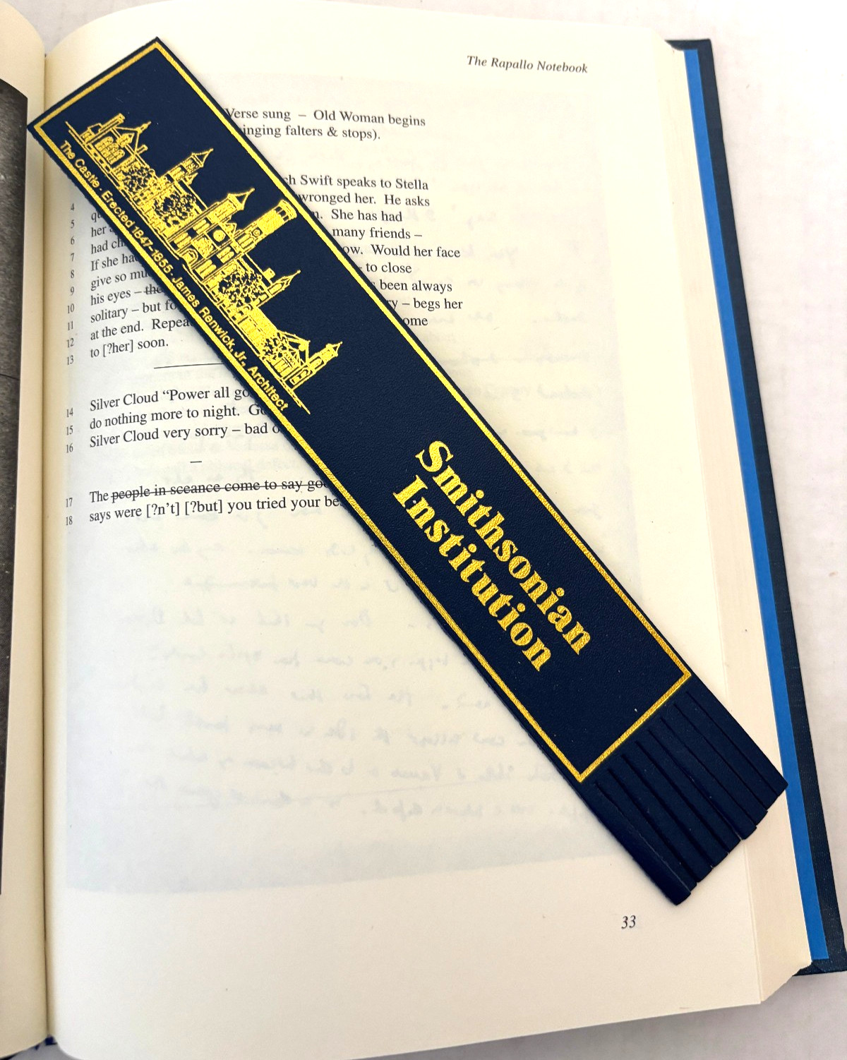 Vintage Leather Bookmark Gold Gilt Smithsonian Institution Castle