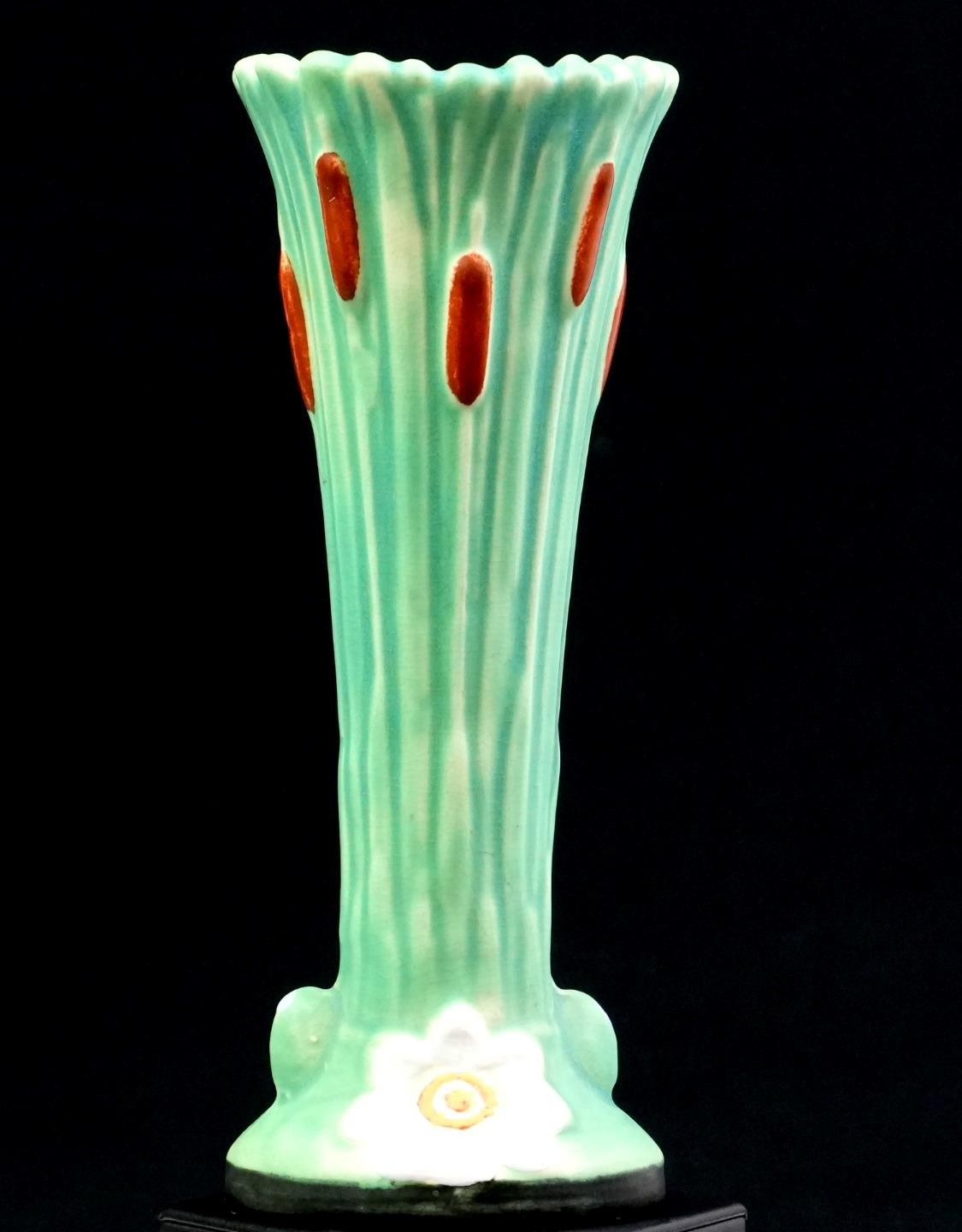 Weller Art Pottery Ardsley Green Reeds & Cattails Antique 7 5/8\