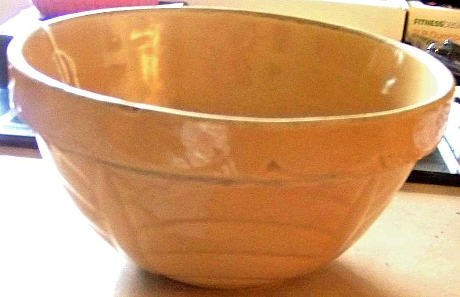 Vintage Yellow Ware Mixing Bowl Signed USA