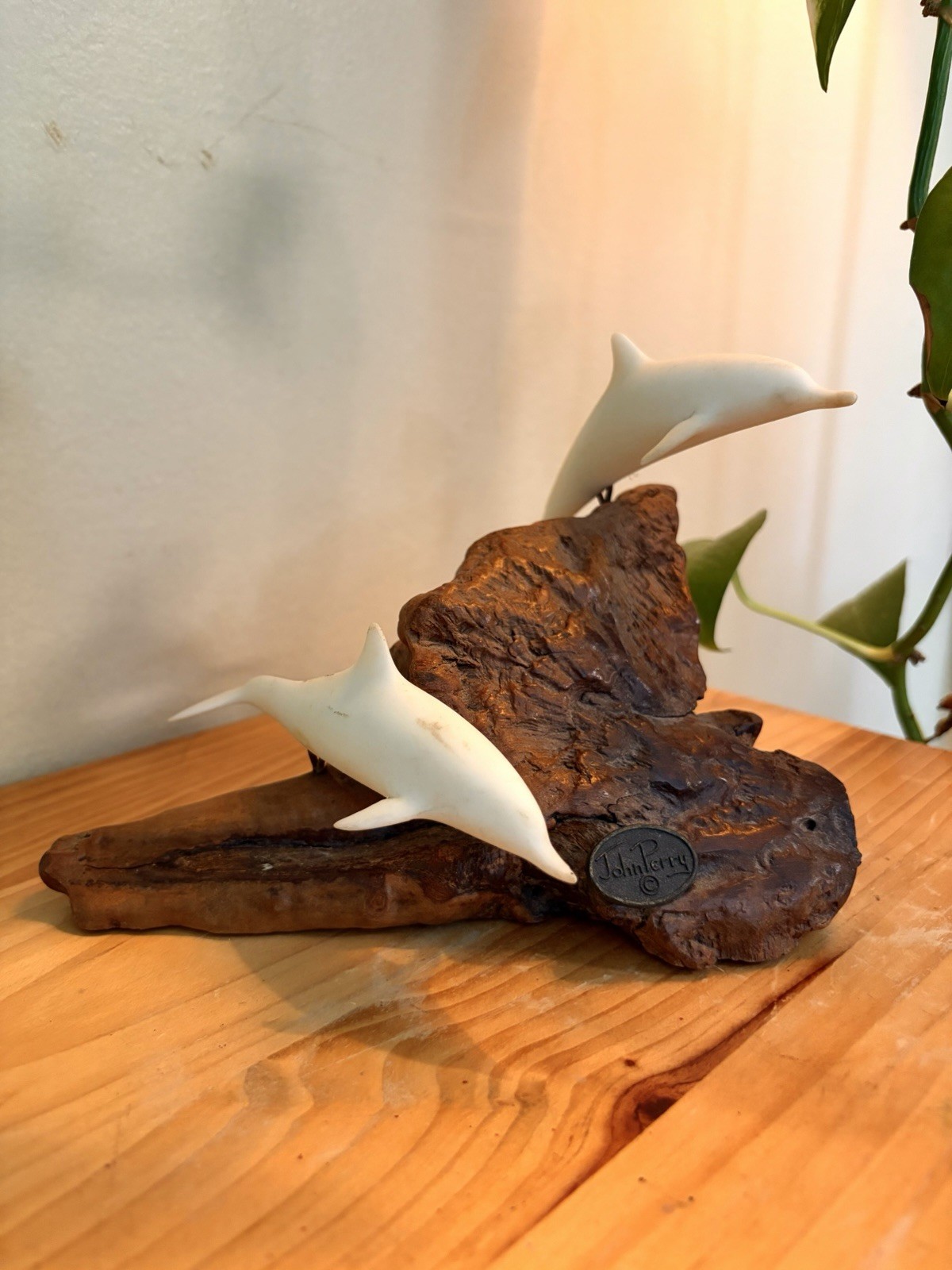 Vintage 90s John Perry Coastal dolphins Figurine Sculpture
