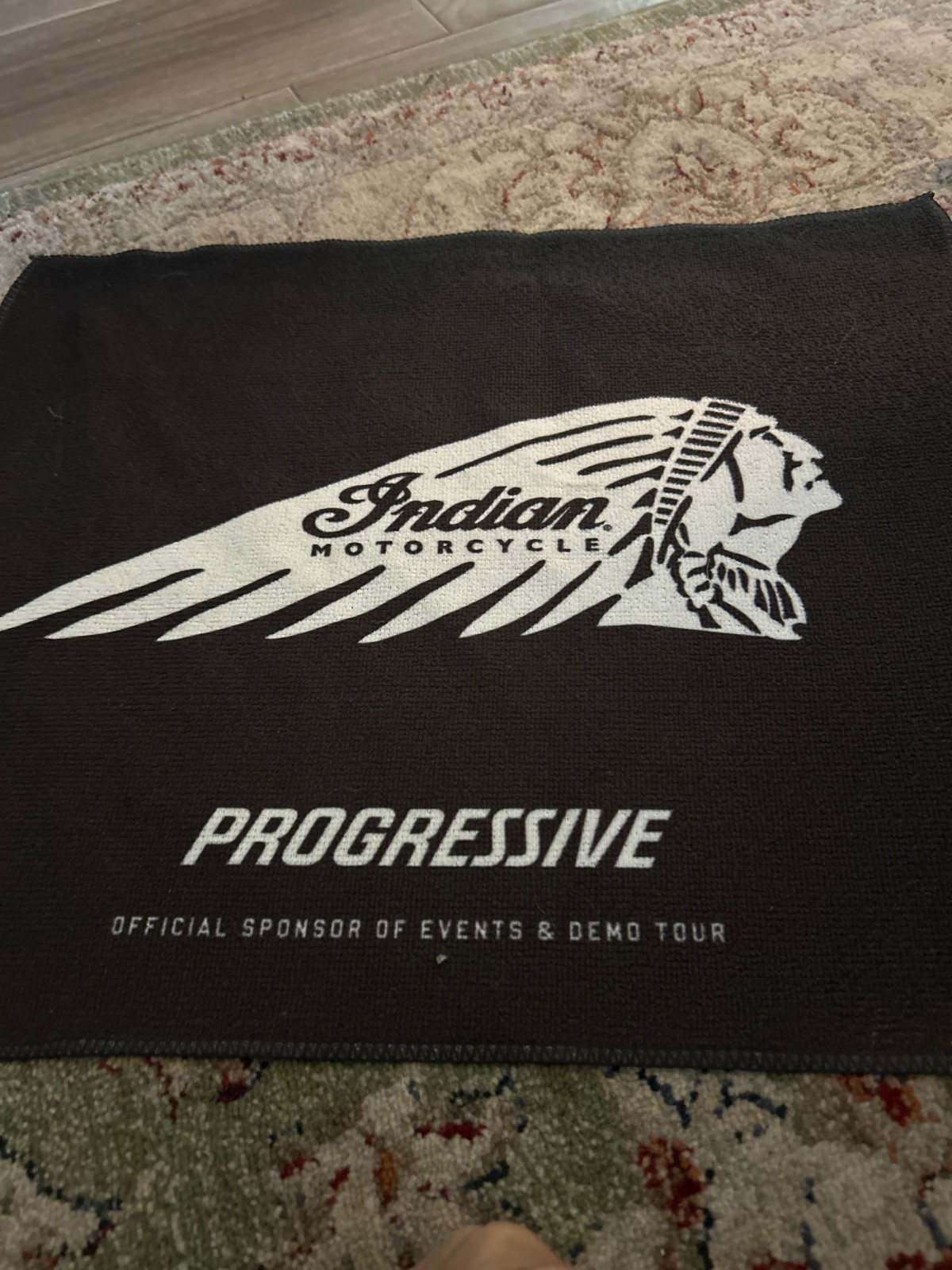 Vintage Indian Motorcycle Progressive Demo Tour Rally Towel / Garage Mat (14x18)
