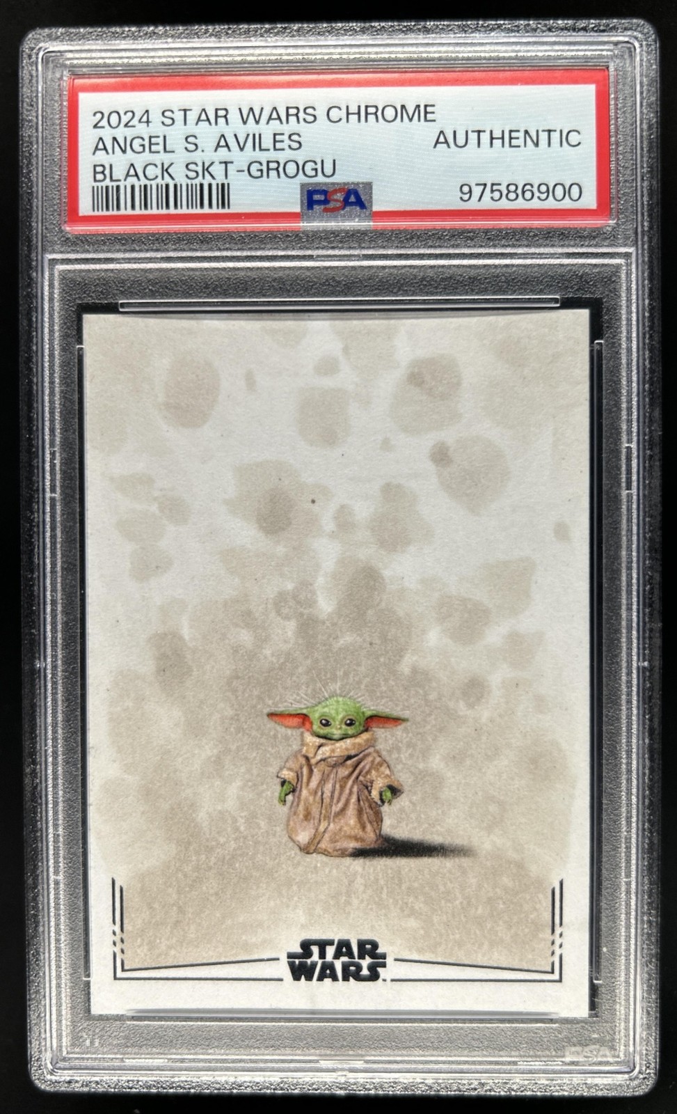 2024 Topps Chrome Star Wars Angel S Aviles Sketch Cards Grogu #1/1 PSA Authentic